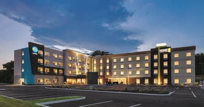 Dusk exterior Easton Home2 Suites and Tru