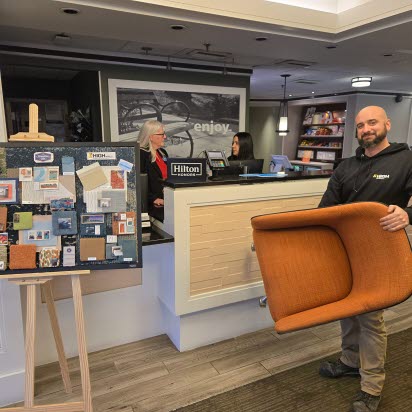 Repurposed furniture from Hampton Inn Renovations